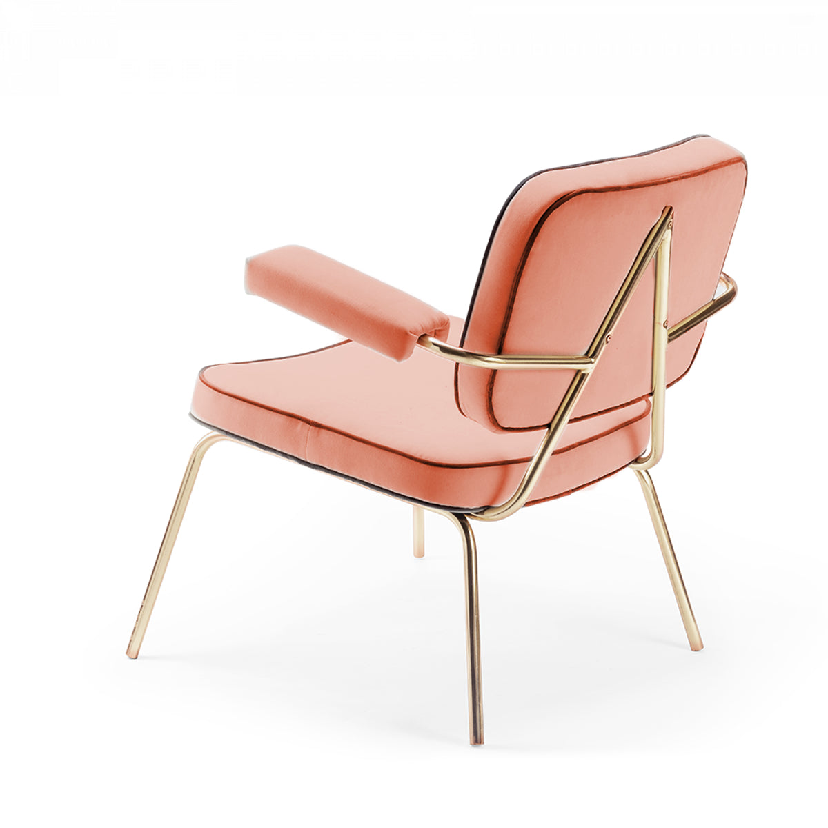 State Armchair in Apricot with Cayenne Piping and Polished Brass Feet – theMADgroup