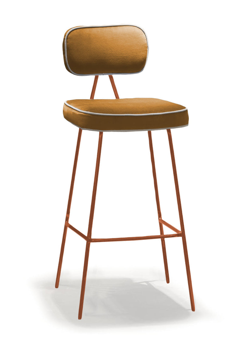 State Bar Chair in gingerbread tone with copper metal legs and piping – theMADgroup
