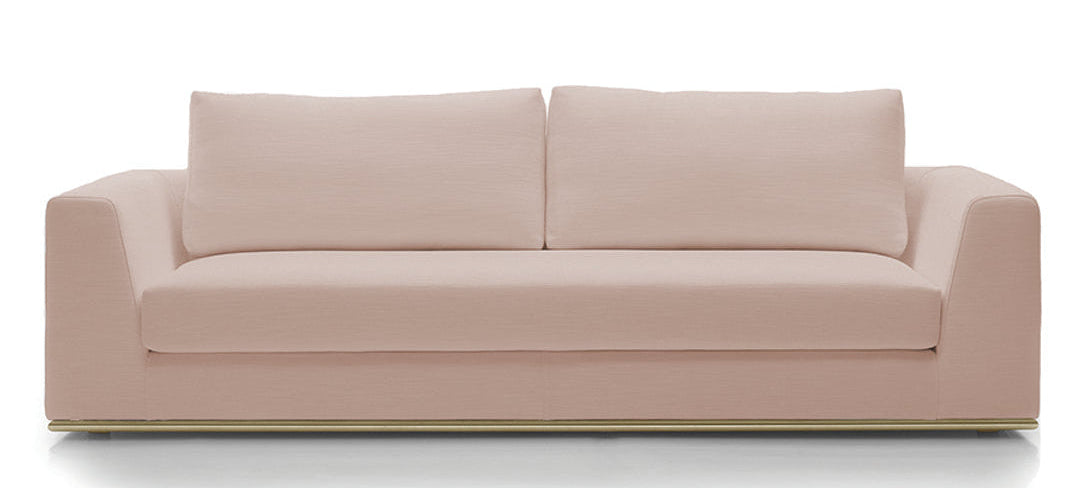 Summer modular couch upholstered in vigo tofu with plated brass base – theMADgroup